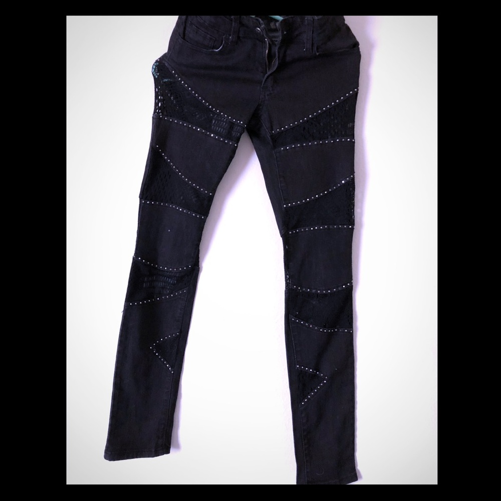 Crystal fishnet black jeans